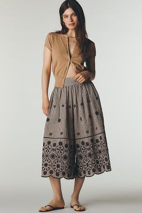 Maeve Skirty Embroidered Culotte Pants