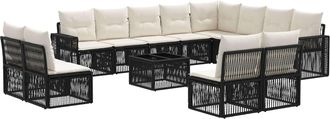 vidaXL Conjunto De Sof&aacute;s De Jard&iacute;n 13 Uds. Negro Y Blanco Crema Vidaxl