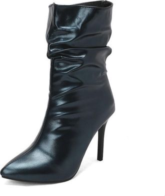 Generic Womens Ankle Boots with 10cm Stiletto Heel - Pointed Toe and Slip-On Design, Elegant Style for Evening and Formal Wear,Green,6.5 UK