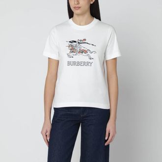 Burberry White cotton T-shirt with EKD design