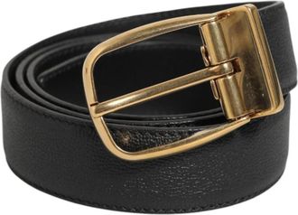 Dolce & Gabbana Klassieke Metalen Logo Gesp Leren Riem - Heren - Riemen - Zwart - ONE Size - Leer - Accessoires