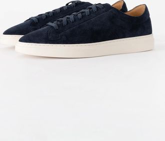 HUGO BOSS Mens BOSS Orange Kieran Mens Suede Trainers with Embossed Logo - Dark Blue 401 - Navy - Size: 11