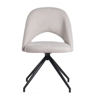 Miliboo Miliboo - Silla Giratoria 360&ordm; De Tejido Efecto Aterciopelado Texturizado Beige Y Metal Negro Cosette