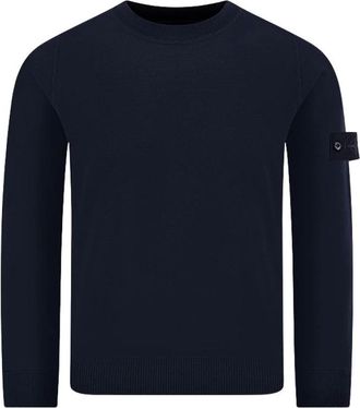 Stone Island Pure Light Wool Ghost Sweater - Heren - Ronde hals truien - Blauw - XL - Wol - Truien & Vesten