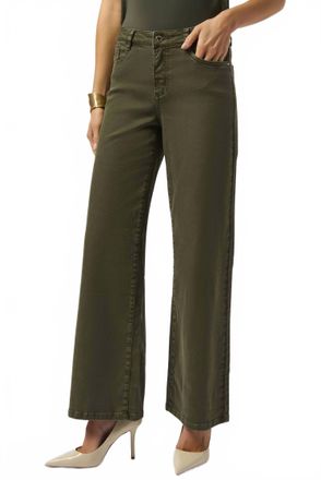 Joseph Ribkoff Mid-Rise Wide Leg Denim Jean In Avocado Green