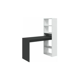 HOGAR 24 Mesa De Escritorio Y Estanteria, Color Blanco Artik Y Gris Antracita