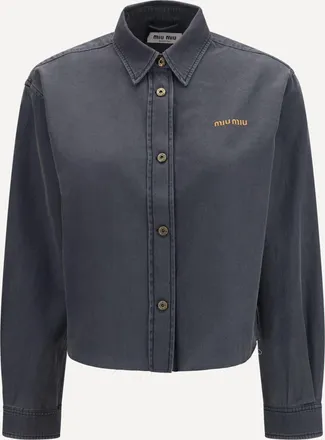 Miu Miu Camicia in cotone stile denim Woman 38