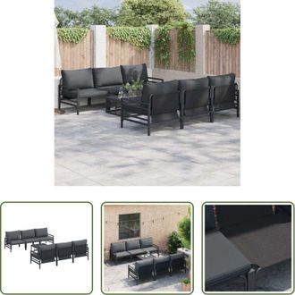 vidaXL vidaXL Set da giardino - Set Divano da Giardino con cuscino 7 pcs Nero Acciaio