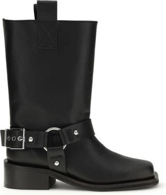 Ganni Bos Taurus Veterlaarsjes - Dames - Enkellaarsjes - Zwart - 36 EU - Leer - Schoenen