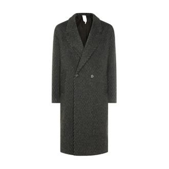 Hev&ograve; Cappotto - Heren - Mantel - Grijs - L - Wol - Jassen