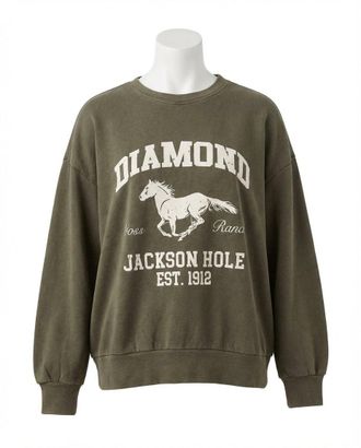 Z Supply Diamond Sunday Sweatshirt In Olive Green