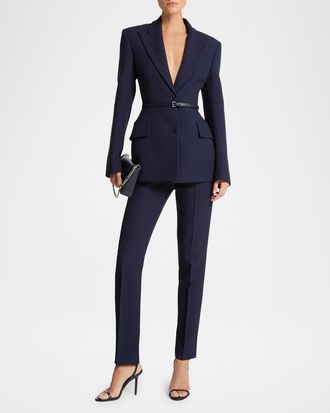 Michael Kors Sculpted Single-Breasted Blazer With Belt