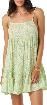 O'Neill Saltwater Essentials Rilee Print Cover-Up Dress in Citron at Nordstrom, Size Xx-Large