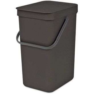 Brabantia Sort & Go Poubelle Recyclage Cuisine Gris (16L) avec Couvercle et Poign&eacute;e (support mural inclus) Gratuite Sacs Poubelle PerfectFit inclus - Brabantia