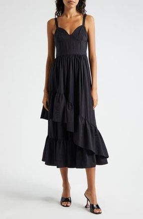 Cinq &agrave; Sept Amy Ruffle Asymmetric Dress in Black at Nordstrom Rack, Size 0