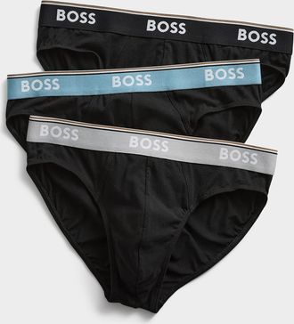 BOSS Mens Black stretch briefs Cotton 3-pack