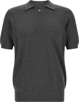 Brunello Cucinelli Dark Grey Shirt Collar Polo