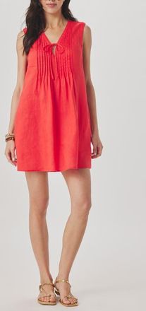 Splendid Stella Pintuck Detail Linen Minidress in Scarlet Red at Nordstrom, Size X-Small