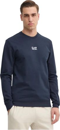 Emporio Armani Core Identity Katoenen Sweater - Heren - Sweatshirts - Blauw - M - Katoen - Hoodies & sweatvesten