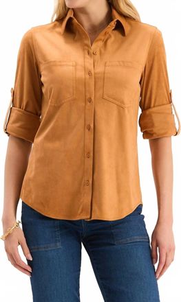 Tyler B&ouml;e Womens Addison Faux Suede Shirt In Camel