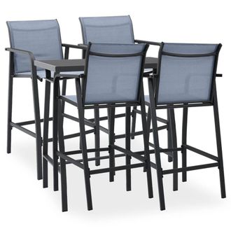 Berkfield Home 5 Piece Garden Bar Set Black & Grey