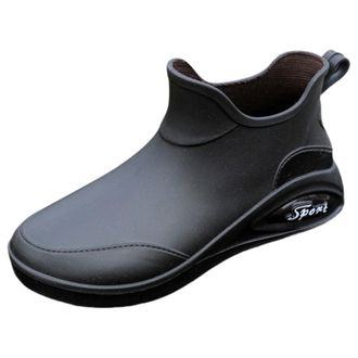 Generic Short Rain Boots for Men Garden Boot Rubber Shoes Lightweight Slip-On Rain Shoes for Boating Sailing Boating Garden River Fishing (Black, 6.5)