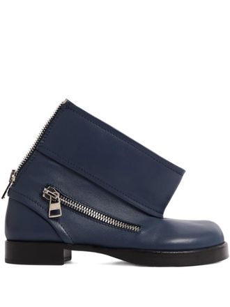 J.W.Anderson zip-detail leather boots - women - Grained Calf Leather/Grained Calf Leather/Grained Calf Leather - 6 - Blue