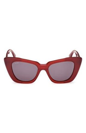 Max Mara Glimpse5 50mm Polarized Butterfly Sunglasses in Shiny Red /Smoke at Nordstrom Rack