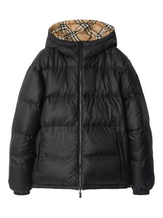 Burberry reversible check puffer jacket - men - Fabric - M - Black