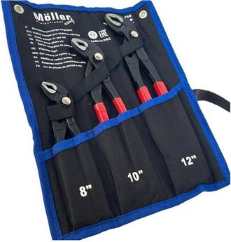 Trade Shop Trade Shop - Set 3 Pz Pinze Poligrip Pinza A Pappagallo Con Pulsante Regolabile 8 10 12