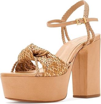 Schutz Kalina Platform Womens Sandals Light Wood : 10.5 M, Leather