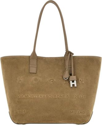 Hogan Address Shopping Bag - Dames - Tassen - Beige - Maat: ONE Size Katoen