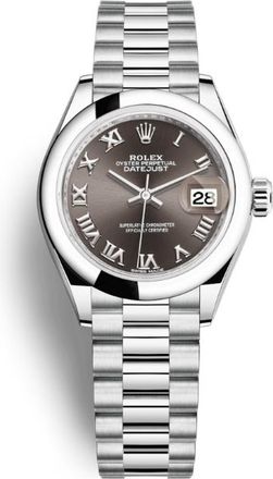 Rolex Lady-Datejust Grey Dial Automatic Platinum President Watch 279166GYRP