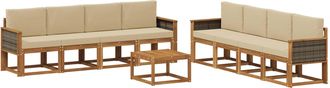 vidaXL Conjunto De Sof&aacute;s De Exterior 9 Uds. 8 Plaza Natural Y Beige Vidaxl