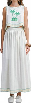 Lafayette 148 New York Palmette Embroidered Crop Top In White