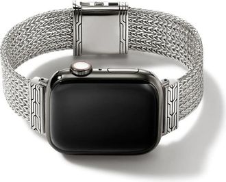 John Hardy Smart Watch Strap 40MM-45MM Apple Watch faces, Sterling Silver, 18MM Size Medium