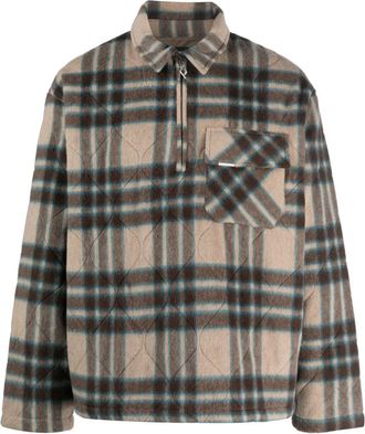 Represent checked quilted shirt jacket - men - Polyamide/Wool/Polyester/other fibers/Polyester/Recycled Down - M - Neutrals