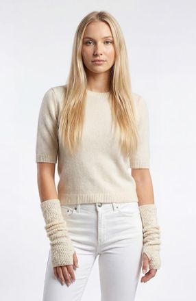 Portolano Cashmere long fingerless gloves with pearls in White at Nordstrom