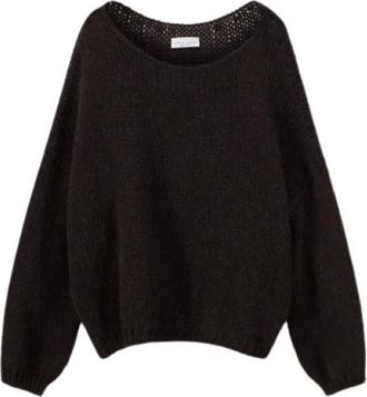 Roberto Collina Trui met boothals - Dames - Truien - Bruin - Maat: XS Wol