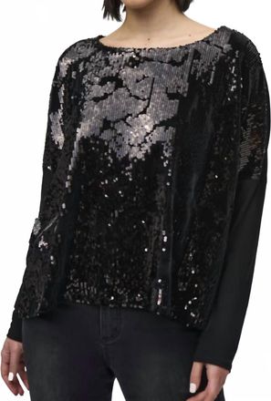 Joseph Ribkoff Relaxed Fit Sequins Top In Black