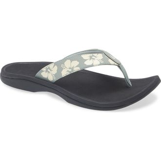 Olukai Ohana Flip Flop in Silver Pine /Pua at Nordstrom, Size 10