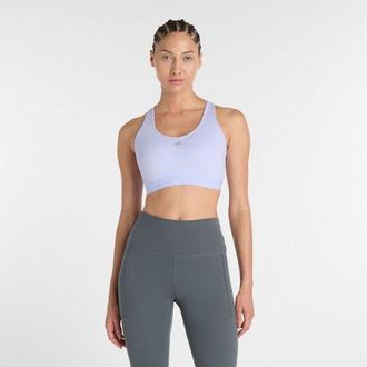 New Balance Mujer NB Essential Run Bra en P&uacute;rpura, Poly Knit, Talla XL