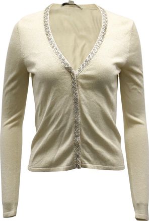 Diane Von Fürstenberg Diane Von Furstenberg Ballerina Embellished Knit Cardigan in Gold Rayon