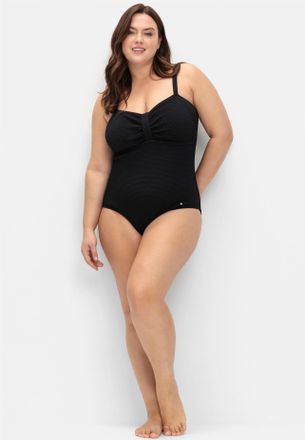 Sheego Badeanzug SHEEGO, Damen, Gr. 40, Cup E, schwarz, Elasthan, Polyamid, Badeanz&uuml;ge Badeanzug