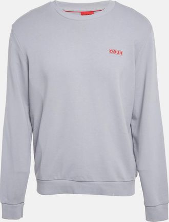 HUGO BOSS Grey/blue Logo Print Cotton Long Sleeve Sweatshirt