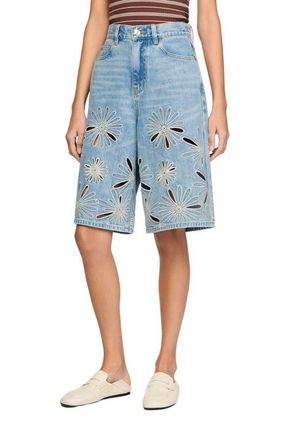 Sandro Embroidered Bermuda shorts in Blue Jean at Nordstrom, Size 40 Eu