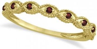 Allurez Antique Marquise Shape Garnet Wedding Ring 14k Yellow Gold (0.18ct)