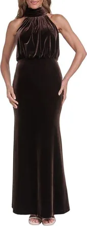 Eliza J Sleeveless Velvet Gown in Chocolate at Nordstrom, Size 16