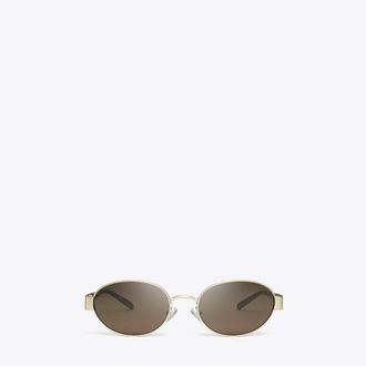 Tory Burch Womens Miller Metal Oval Sunglasses, One Size