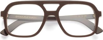 Emmanuelle Khanh Brown Aviator Acetate Eyeglasses